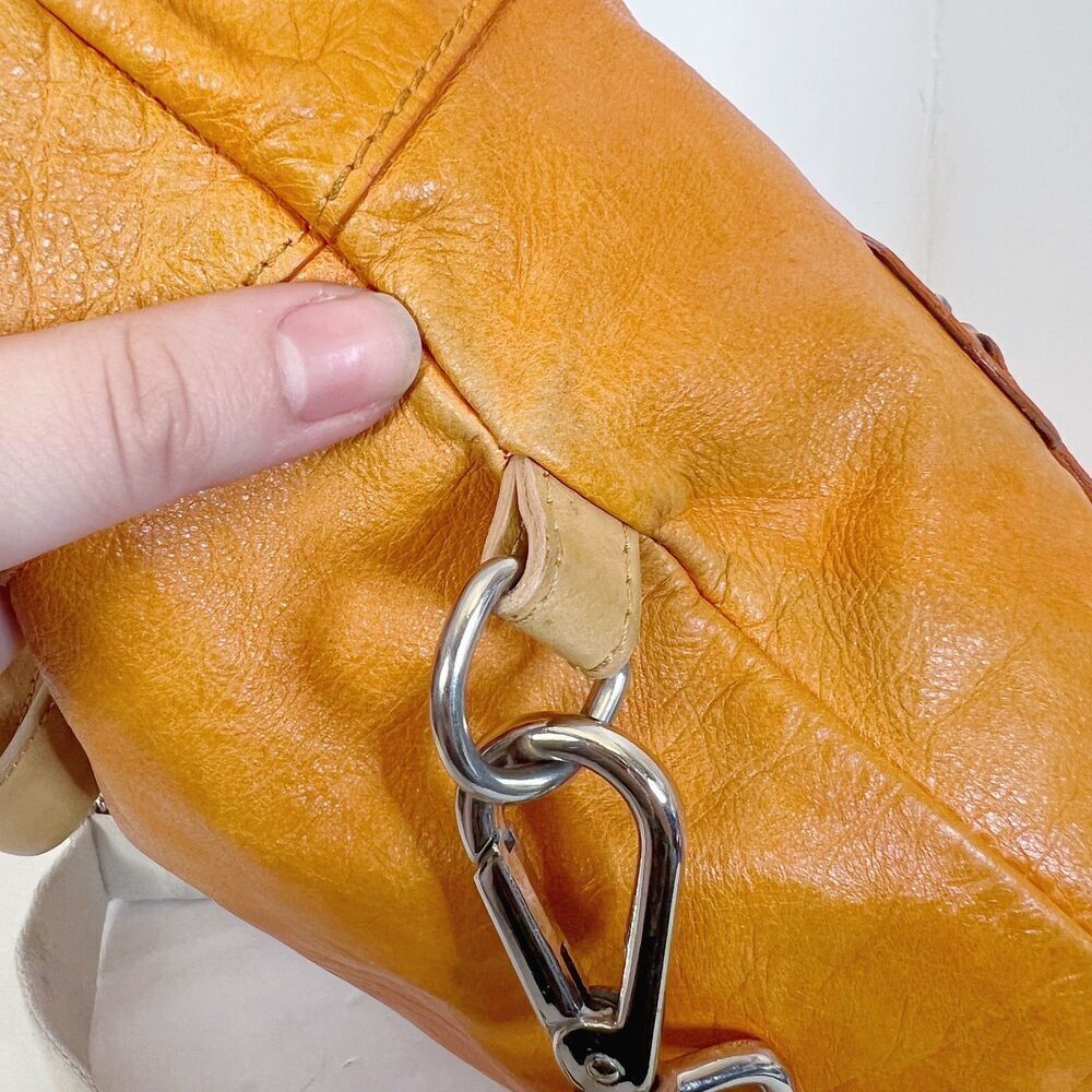 Maurizio Taiuti Italian Orange Leather Handbag Crossbody Purse - Picture 9 of 12